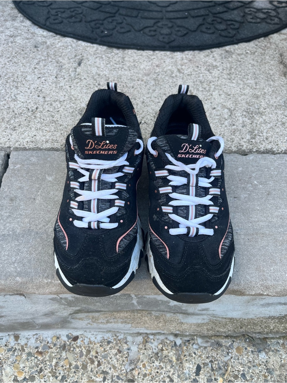Skechers D'Lites Black with Pink Accent Women's Sneakers